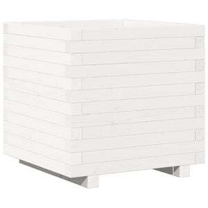 vidaXL plantekasse 50x50x49,5 cm massivt fyrretr&aelig; hvid