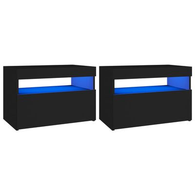 vidaXL tv-borde med LED-lys 2 stk. 60x35x40 cm sort