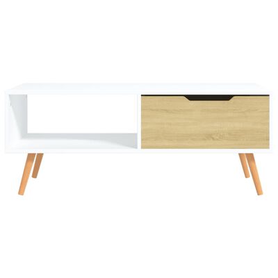 vidaXL sofabord 100x49,5x43 cm spånplade hvid og sonoma-eg