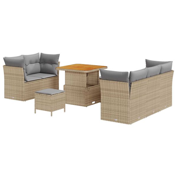 vidaXL Havesofa Sæt 8 pcs Beige polyrattan