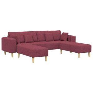 vidaXL Sofa med pude 3 pcs Vinr&oslash;d Stof