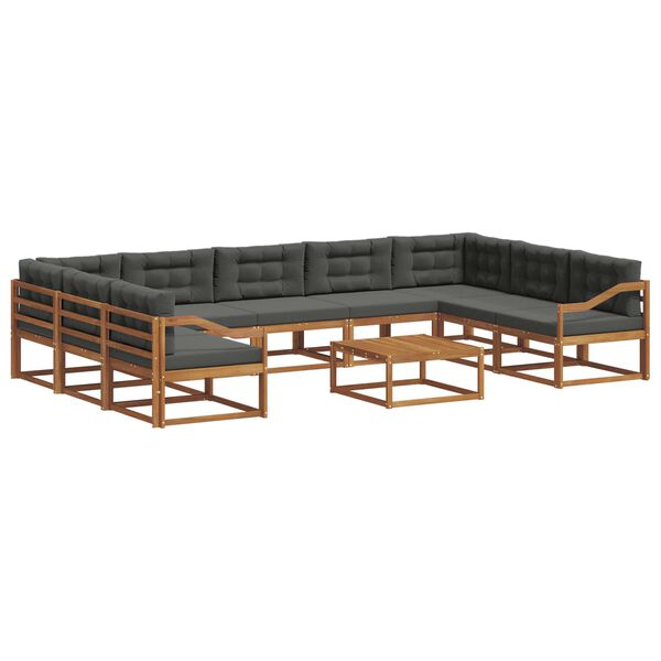 vidaXL Udend&oslash;rs sofagruppe med pude 10 pcs Naturlig og Antracit