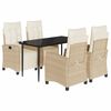 vidaXL spisebordss&aelig;t til haven 5 dele med hynder polyrattan beige