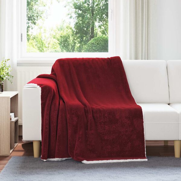 vidaXL Throw t&aelig;ppe Bordeaux R&oslash;d 150 x 200 cm Fleece
