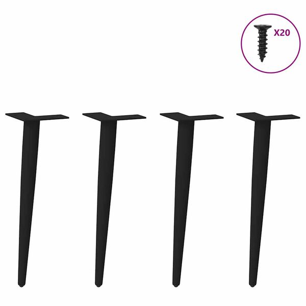 vidaXL sofabordben konisk form 4 stk. sort 42-43 cm stål