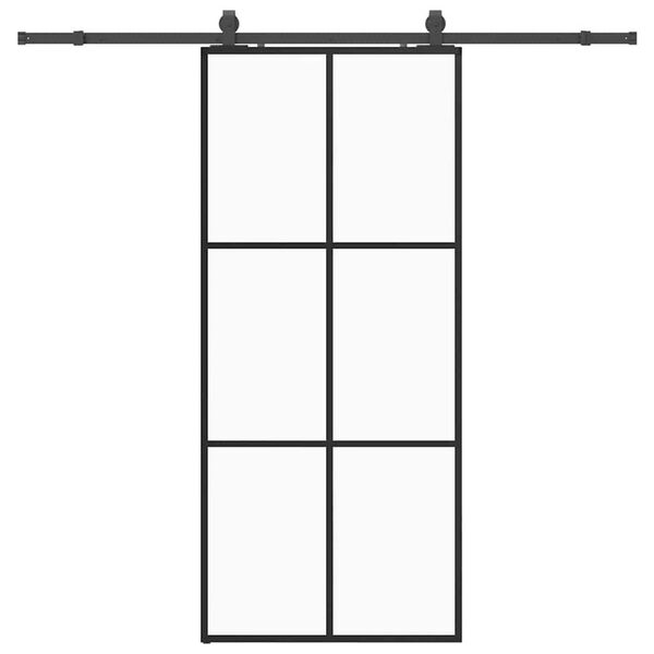 vidaXL skyded&oslash;r med hardwares&aelig;t 90x205 cm ESG glas sort