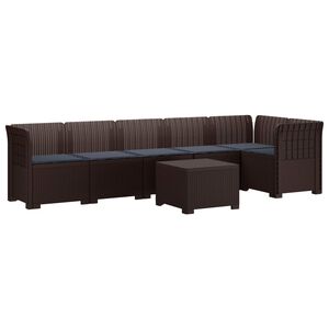 vidaXL 6-personers Have Sofa med Puder Rattan Look PP Brun