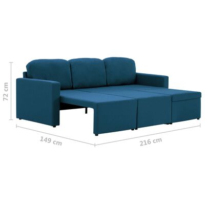 vidaXL 3-personers sovesofa modulær stof blå