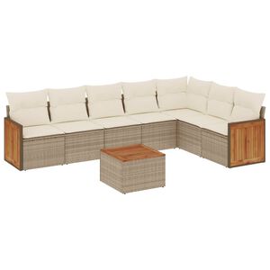 vidaXL sofas&aelig;t til haven 8 dele med hynder polyrattan beige