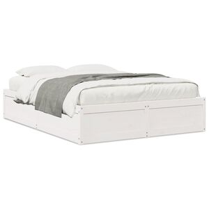 vidaXL sengeramme uden madras 140x200 cm massivt fyrretr&aelig; hvid
