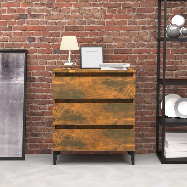 vidaXL skænk 60x35x69 cm konstrueret træ røget egetræsfarve