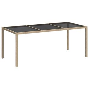 vidaXL havebord 190x90x75 cm h&aelig;rdet glas og polyrattan beige