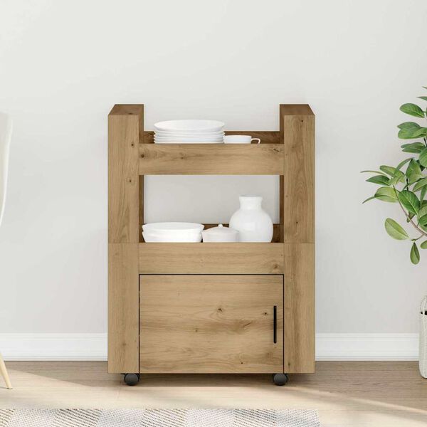 vidaXL Køkkenvogn artisan eg 60 x 45 x 80 cm Konstrueret træ