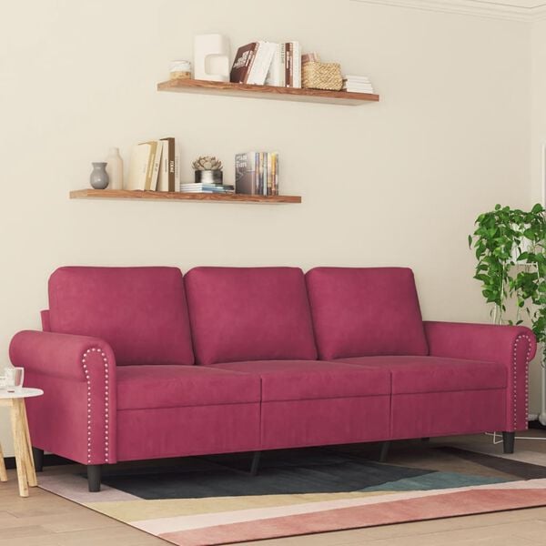 vidaXL 3-personers sofa 180 cm fl&oslash;jl vinr&oslash;d