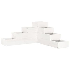 vidaXL plantekasse 4 niveauer 80,5x79x36 cm massivt fyrretr&aelig; hvid