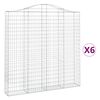 vidaXL buede gabionkurve 6 stk. 200x30x200/220 cm galvaniseret jern