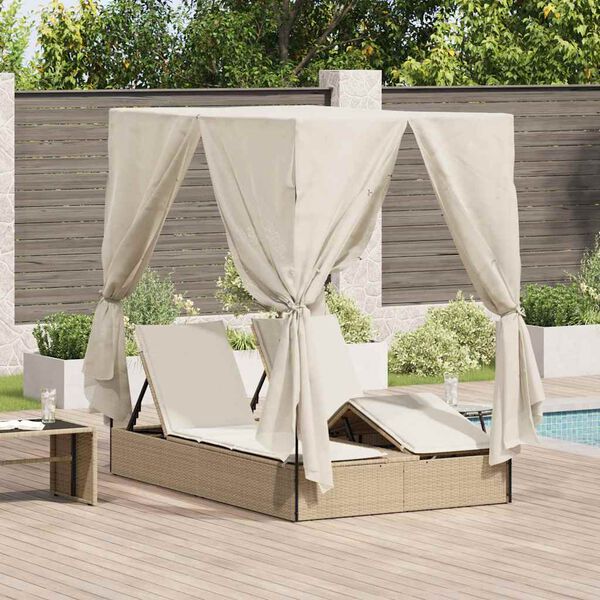 vidaXL Dobbelt solstol Beige 205 x 129 x 200 cm polyrattan