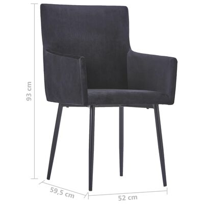 vidaXL spisebordsstole med armlæn 2 stk. fløjl sort