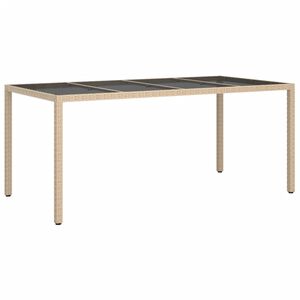 vidaXL havebord 190x90x75 cm h&aelig;rdet glas og polyrattan beige