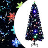 vidaXL juletr&aelig; med LED-snefnug 210 cm fiberoptik sort