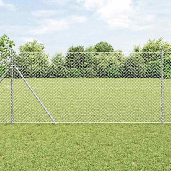 vidaXL Hegnsp&aelig;l S&oslash;lv 50 x 1 m (25 mm mesh) St&aring;l