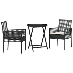 vidaXL Have Bistro S&aelig;t 3 stk. Sort polyrattan