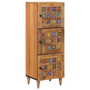 vidaXL Highboard med d&oslash;r Naturfarvet 40 x 33 x 110 cm Massivt mangotr&aelig;