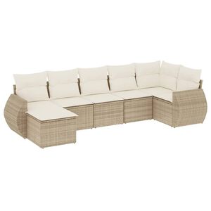 vidaXL sofas&aelig;t til haven 7 dele med hynder polyrattan beige