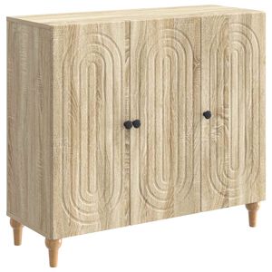 vidaXL Sideboard Sonoma-eg 89 x 34,5 x 80 cm Konstrueret tr&aelig;