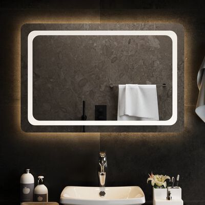vidaXL badeværelsesspejl med LED-lys 90x60 cm