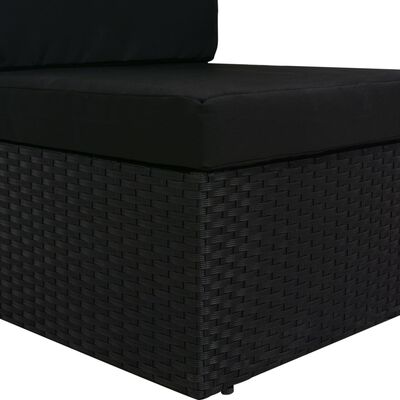 vidaXL hjørnedel til sofa med højre armlæn polyrattan sort