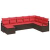 vidaXL Sofa S&aelig;t 8 stk. Brun og R&oslash;d polyrattan