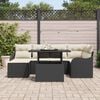 vidaXL Havesofa Sæt med pude 7 pcs Sort Poly rattan