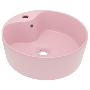 vidaXL luksuri&oslash;s h&aring;ndvask med overl&oslash;b 36x13 cm keramik mat pink