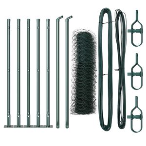 vidaXL Hexagonal hegn med betonbund 10 x 0,4 m PVC-belagt st&aring;l Gr&oslash;n