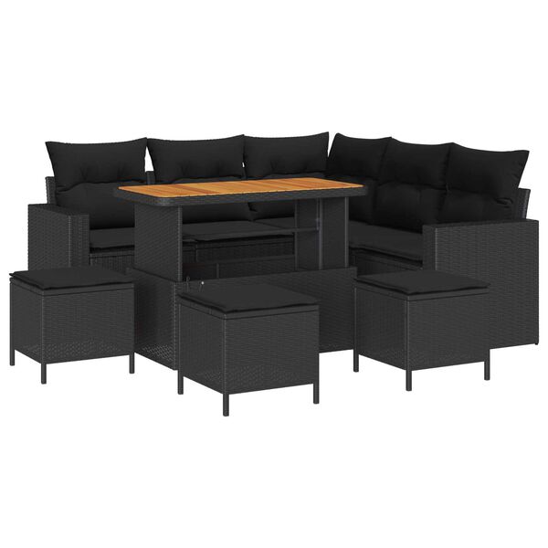 vidaXL Havesofa S&aelig;t 9 pcs Sort polyrattan