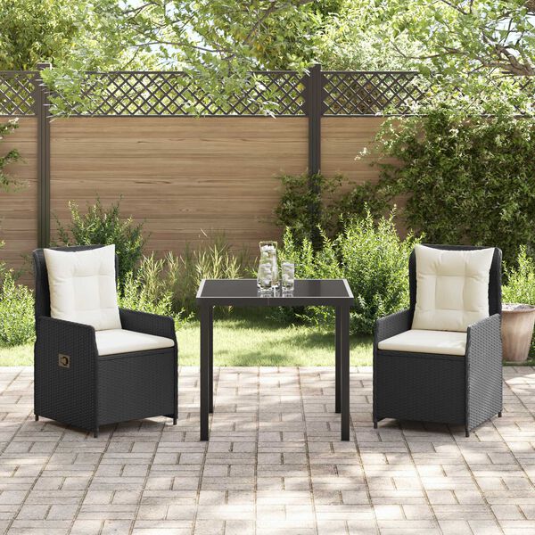 vidaXL Have Spisebordss&aelig;t 3 pcs Sort polyrattan