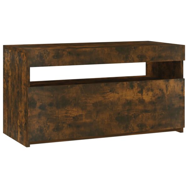 vidaXL tv-bord med LED-lys 75x35x40 cm røget egetræsfarve