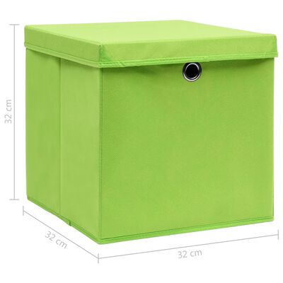 vidaXL opbevaringskasser med låg 4 stk. 32x32x32 stof grøn