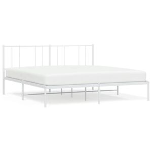vidaXL sengeramme med sengegavl 193x203 cm metal hvid
