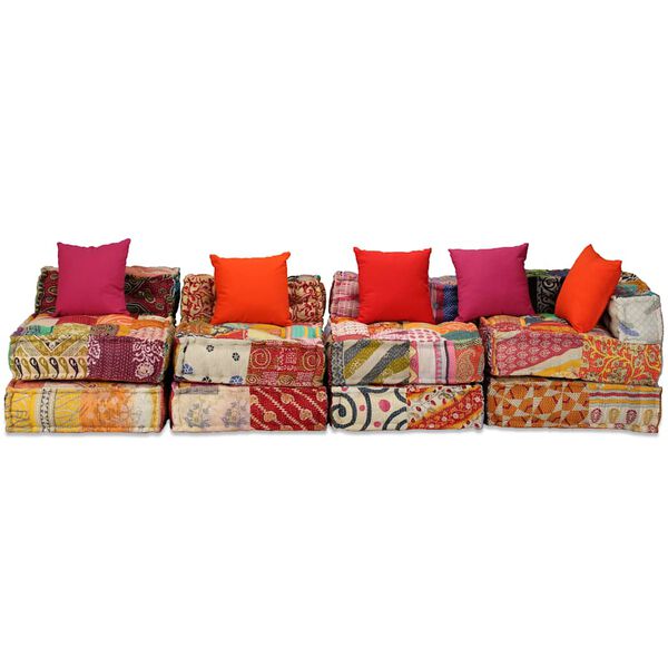 vidaXL 4-personers modulpuf stof patchwork