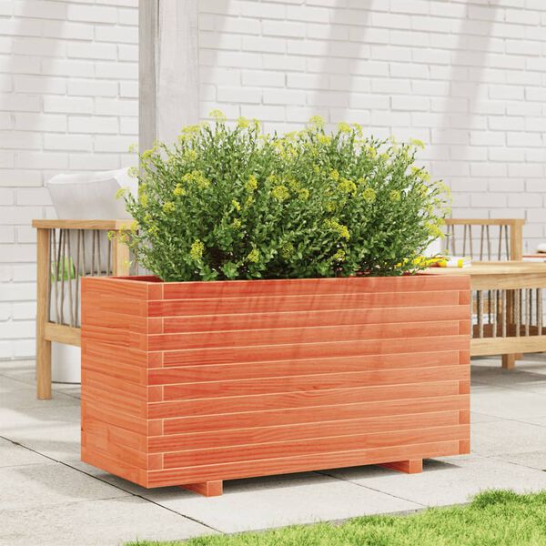 vidaXL plantekasse 90x40x49,5 cm massivt fyrretr&aelig; gyldenbrun