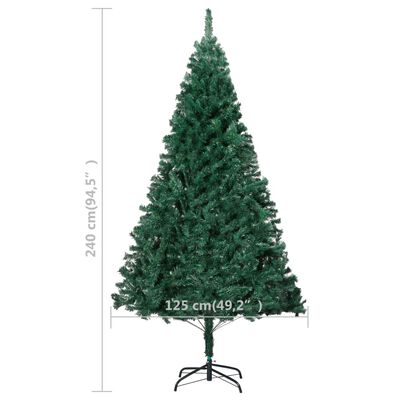 vidaXL kunstigt juletræ med lys og kuglesæt 240 cm grøn
