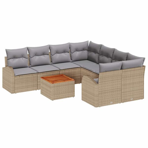 vidaXL Havesofa Sæt 9 pcs Beige Poly rattan
