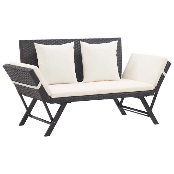 vidaXL haveb&aelig;nk med hynder 176 cm polyrattan sort