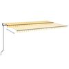 vidaXL markise m. LED + vindsensor 500x350 cm automatisk gul og hvid