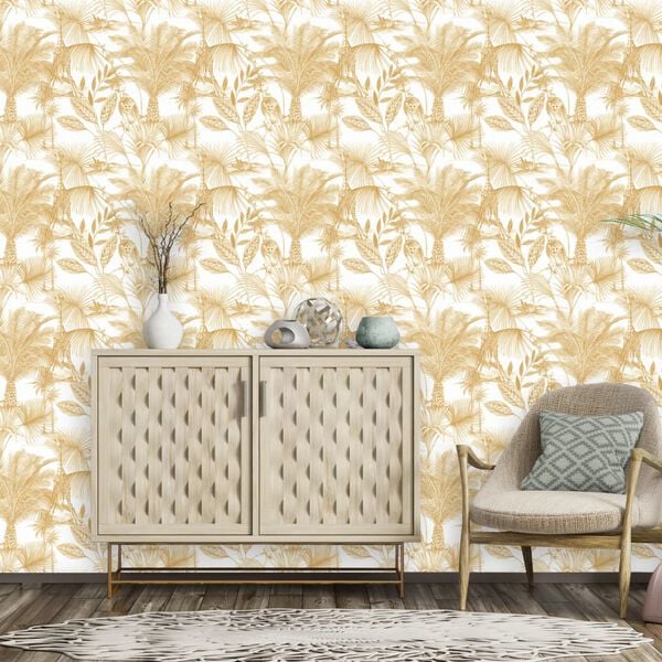 DUTCH WALLCOVERINGS tapet Kidatu okker og hvid