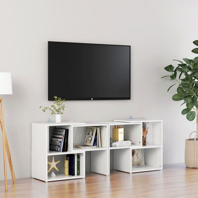 vidaXL tv-bord 104x30x52 cm konstrueret træ hvid højglans