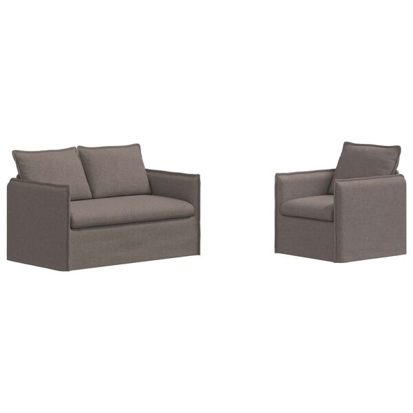 vidaXL Sofa 2 pcs Gr&aring;brun 196 x 82 x 85 cm Stof
