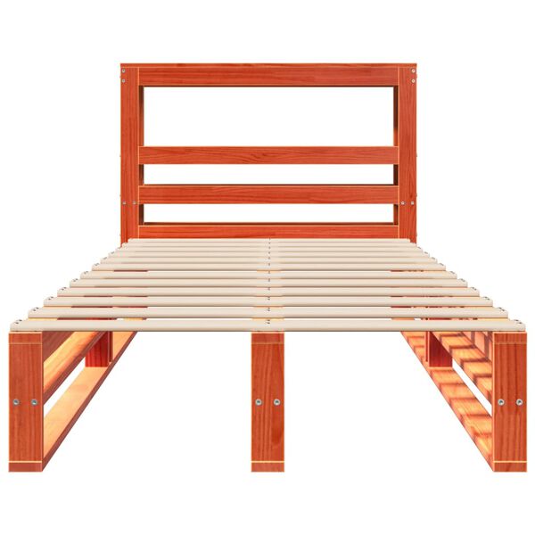 vidaXL sengeramme uden madras 100x200 cm massivt fyrretr&aelig; gyldenbrun